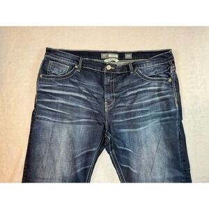 BKE Denim Mens Seth Classic Straight Jeans Blue Faded Dark Wash Whispers 42 R 30